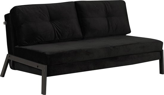 Bronx71® Velvet slaapbank 2 persoons Mikko zwart - Logeerbed - Vouwbed - Slaapstoel - Zetelbed