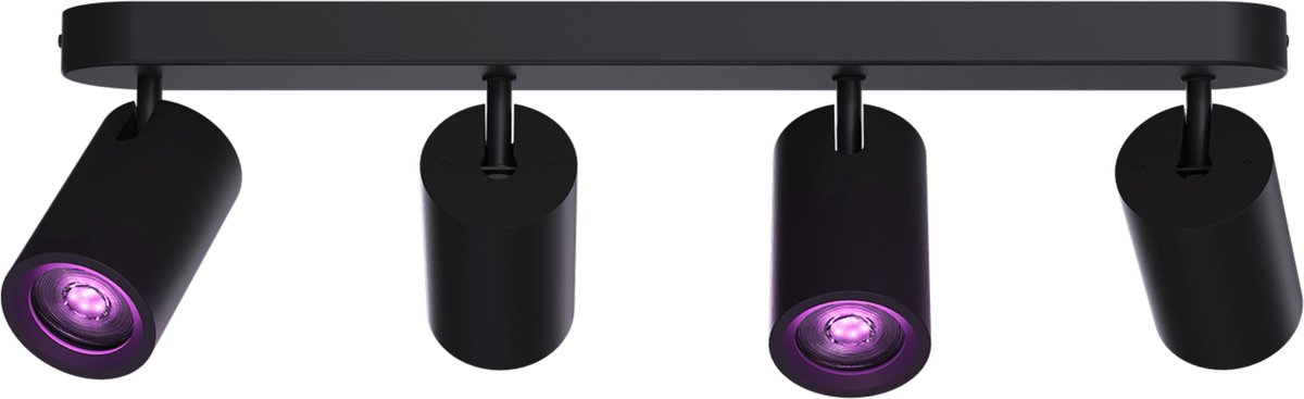 Calex Smart Plafondlamp - 4-Lichts - Slimme Opbouwspot - Ovaal - Zwart