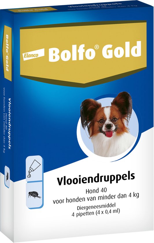Bolfo Gold 40 Anti Vlooienmiddel Hond - 0 Tot 4 kg - 4 Pipetten