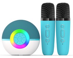 Karaoke Set - Kinderen - 2 Microfoons - Bluetooth - Lichtshow - Lichtblauw