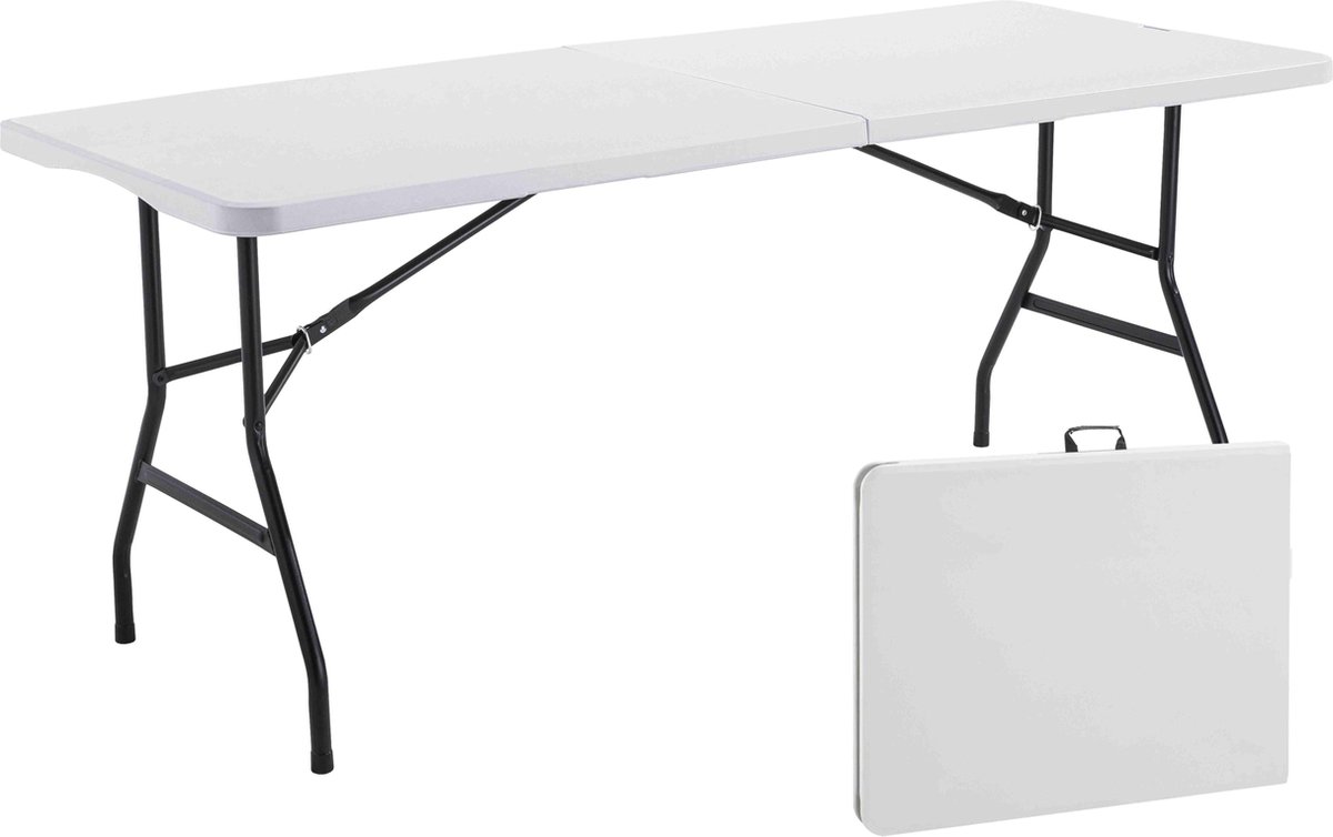 Oviala - 5 inklapbare witte tafels voor 8 personen - 180cm x 74cm x 75cm - REKKEM