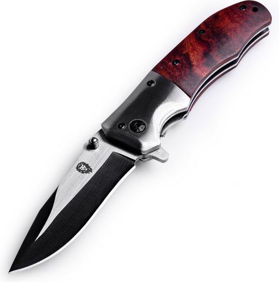 Lion Gear Survival zakmes outdoor – 1 hand open systeem en broekclip – 20.5 CM vouwmes – RVS – KN-02