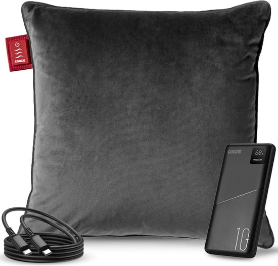 Slapen met pijn: Hoe omgaan met pijn tijdens de nacht 3 Coozie Warmtekussen Grey Velvet - Elektrisch Oplaadbaar - Draadloos Warmte Kussen - 45 x 45 cm