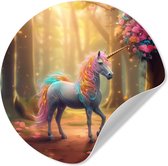 WallCircle® - Papier peint cercle 30x30 cm - Stickers muraux Licorne - Forêt - Coloré - Fleurs - Meiden - Cercle mural chambre ado - Décoration chambre - Accessoires chambre ado - Cercle mural chambre jeunesse