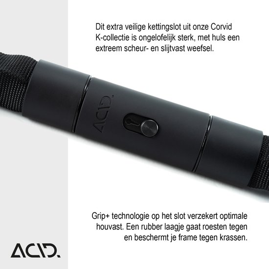 ACID Kettingslot CORVID K120 - Geluidsarm en robuust - Scheurvast en duurzaam - Staal/ Kunststof - D6xL1200 mm - Zwart van ACID — afbeelding 4
