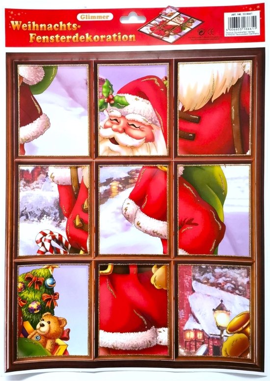 Kerst raamsticker sticker Kerstman 10-voudig 42 cm