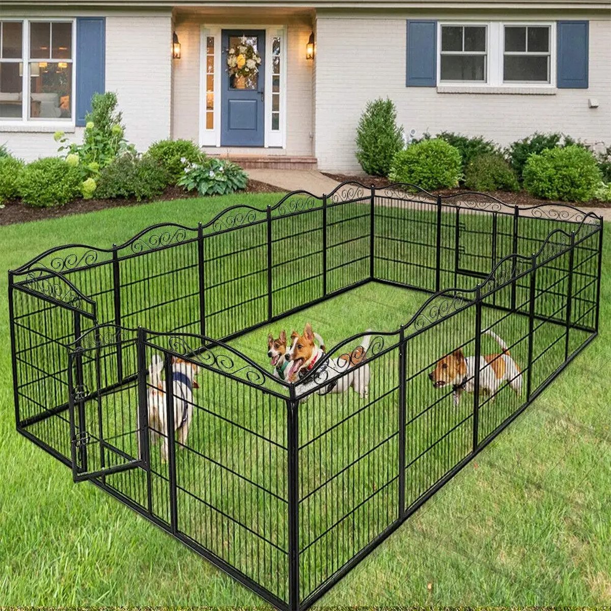 BINGOPAW Honden Bench - Honden Ren - Dieren Ren - 8 Panelen - Opvouwbaar - Roestvrij