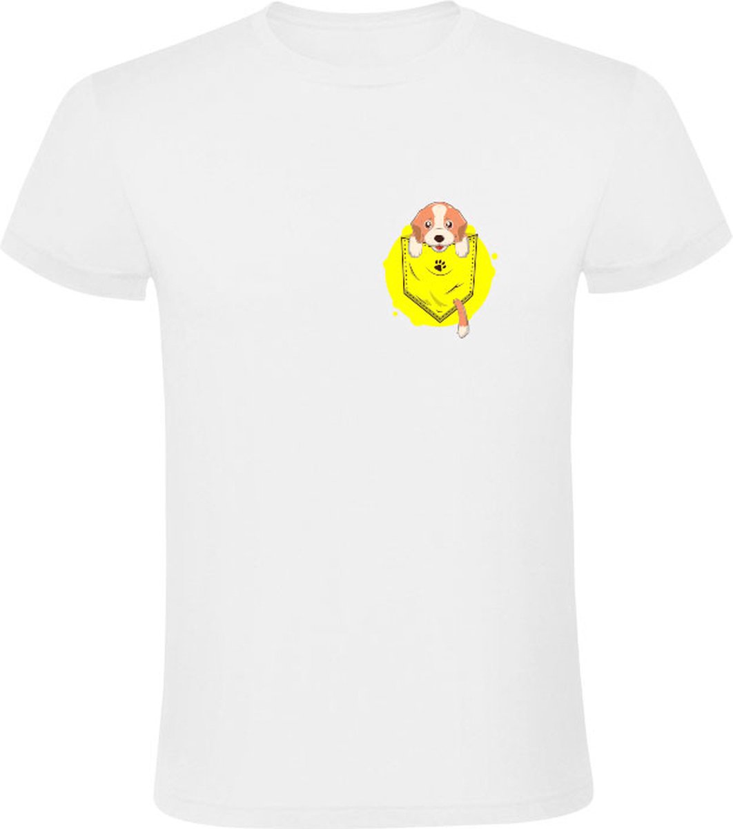 Plassende Hond Borstzakje Heren T-shirt - dieren - honden - plassen - luier - wc