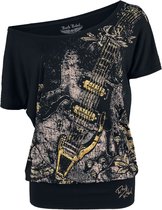 Rock Rebel by EMP Zwart los T-shirt met gitaarprint - Dames - S
