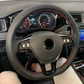 Convient pour Volkswagen Golf 7 Golf 7.5 Polo 6C TSI TDI Couvre-volant Rouge Sticksels Couture Gti Clubsport Look TCR