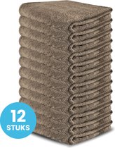 Funnies Handdoeken 12-Pack Donker Taupe - Set van 12 Luxe Handdoeken - 50 x 100 cm - Hoogwaardig 100% Katoen - 500 gram/m² Dikke, Zachte en Sneldrogende Handdoek - Ideaal voor Badkamer, Sport, Sauna, Zwembad en Vakantie