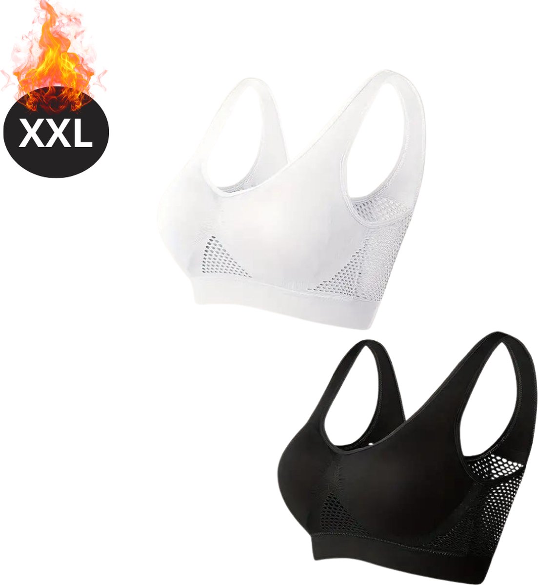 Livano BH Set Zonder Beugel - Zonder Bandjes - Push-up Bh's - Comfort Beha - Comfortabel - Sterk - Dames - 2 Pack - Wit