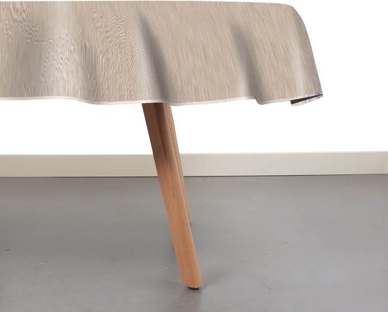 ANRO Afwasbaar tafelkleed/tafelzeil; beige, linnen look, 220 x 140 cm