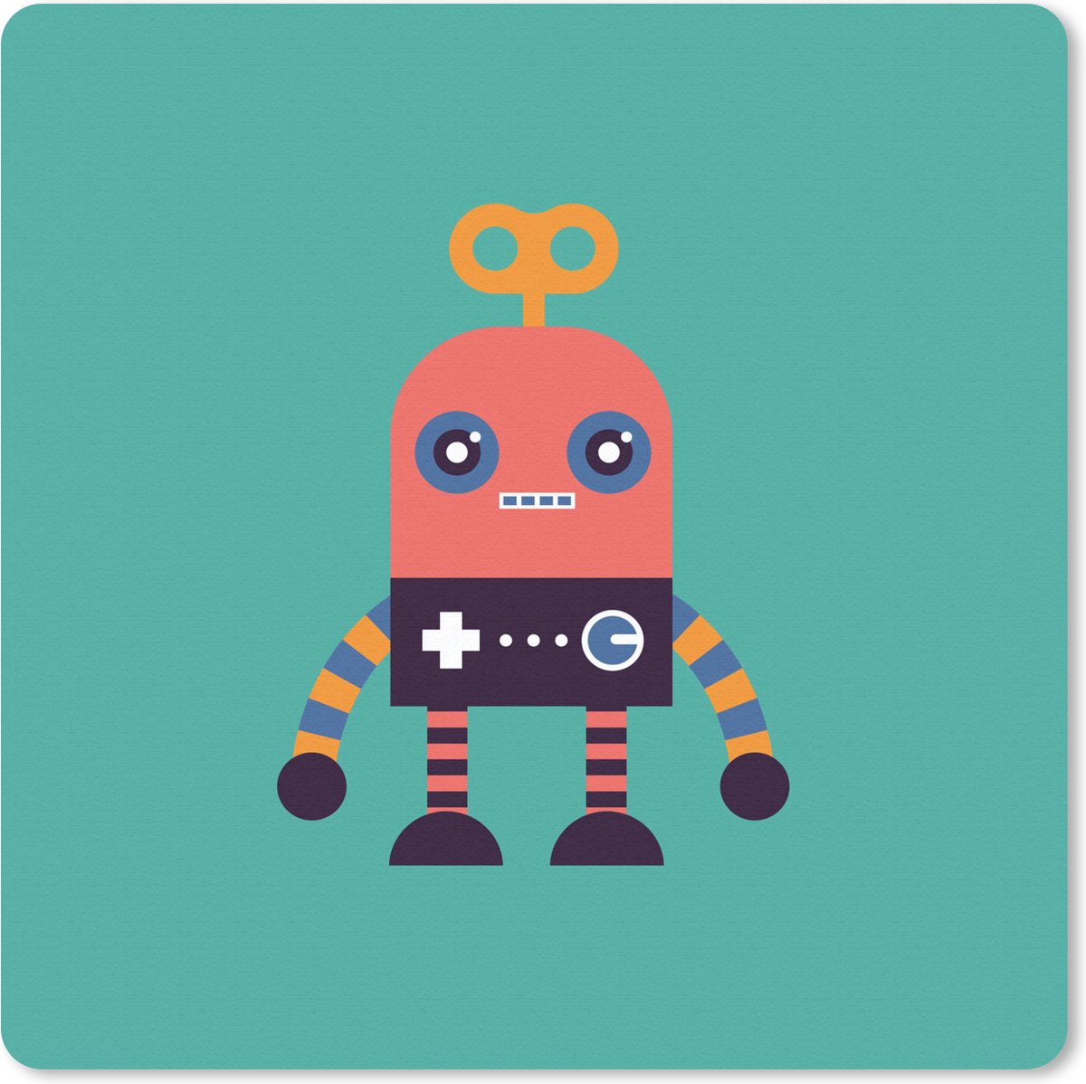 Muismat 20x20 cm - Mousepad Robot - Speelgoed - Gezicht - Roze - Jongens - Kinderen - Muismatten