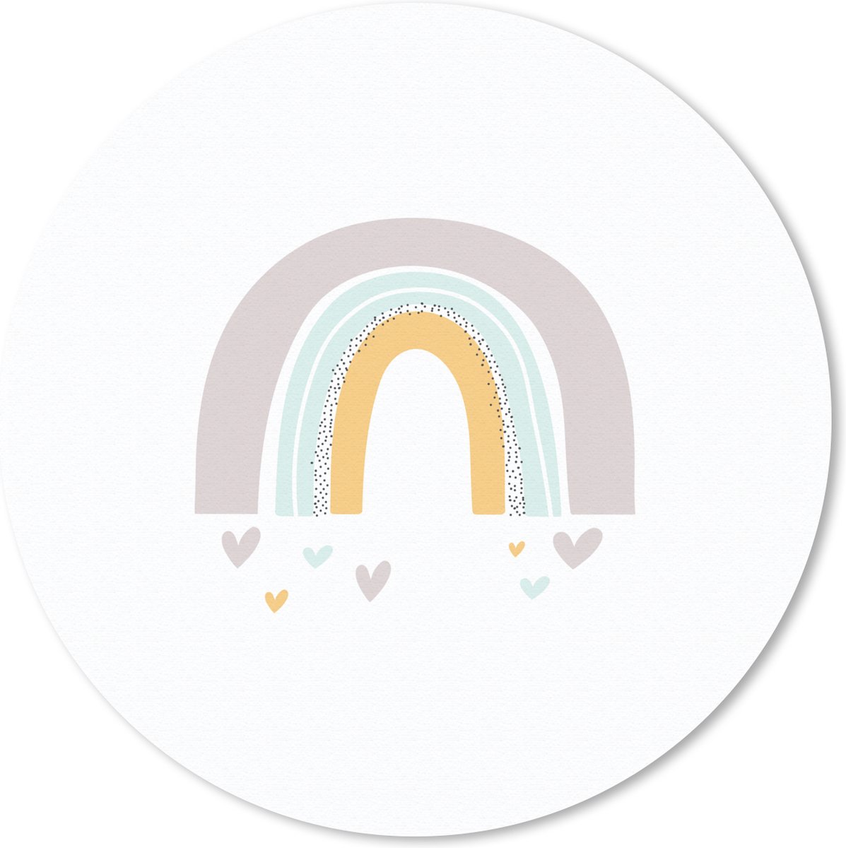 Muismat rond 50x50 cm - Mousepad Regenboog - Hartjes - Meisjes - Jongens - Pastel - Ronde muismatten