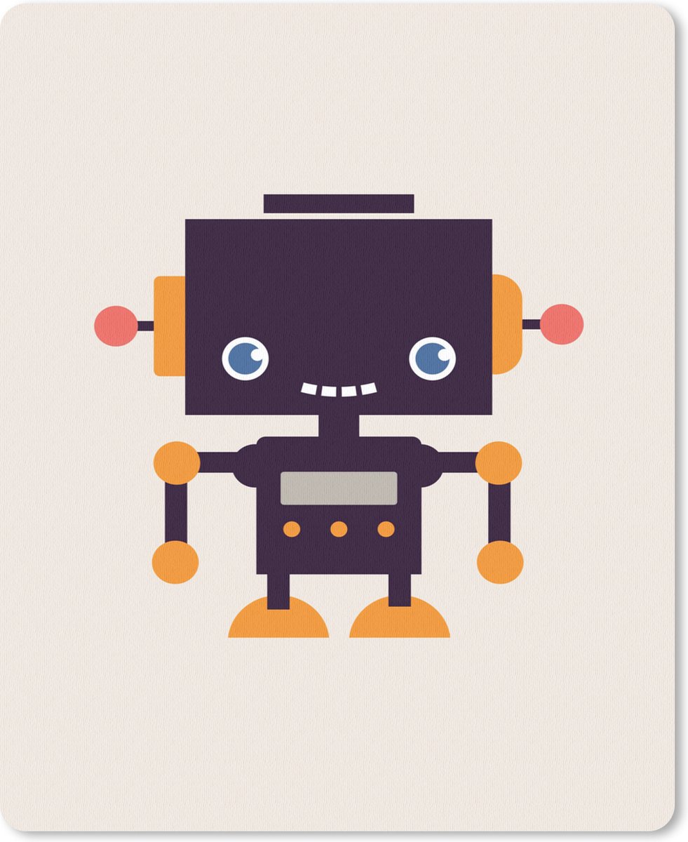 Muismat 19x23 cm - Mousepad Robot - Antenne - Oranje - Beige - Kind - Kids - Muismatten