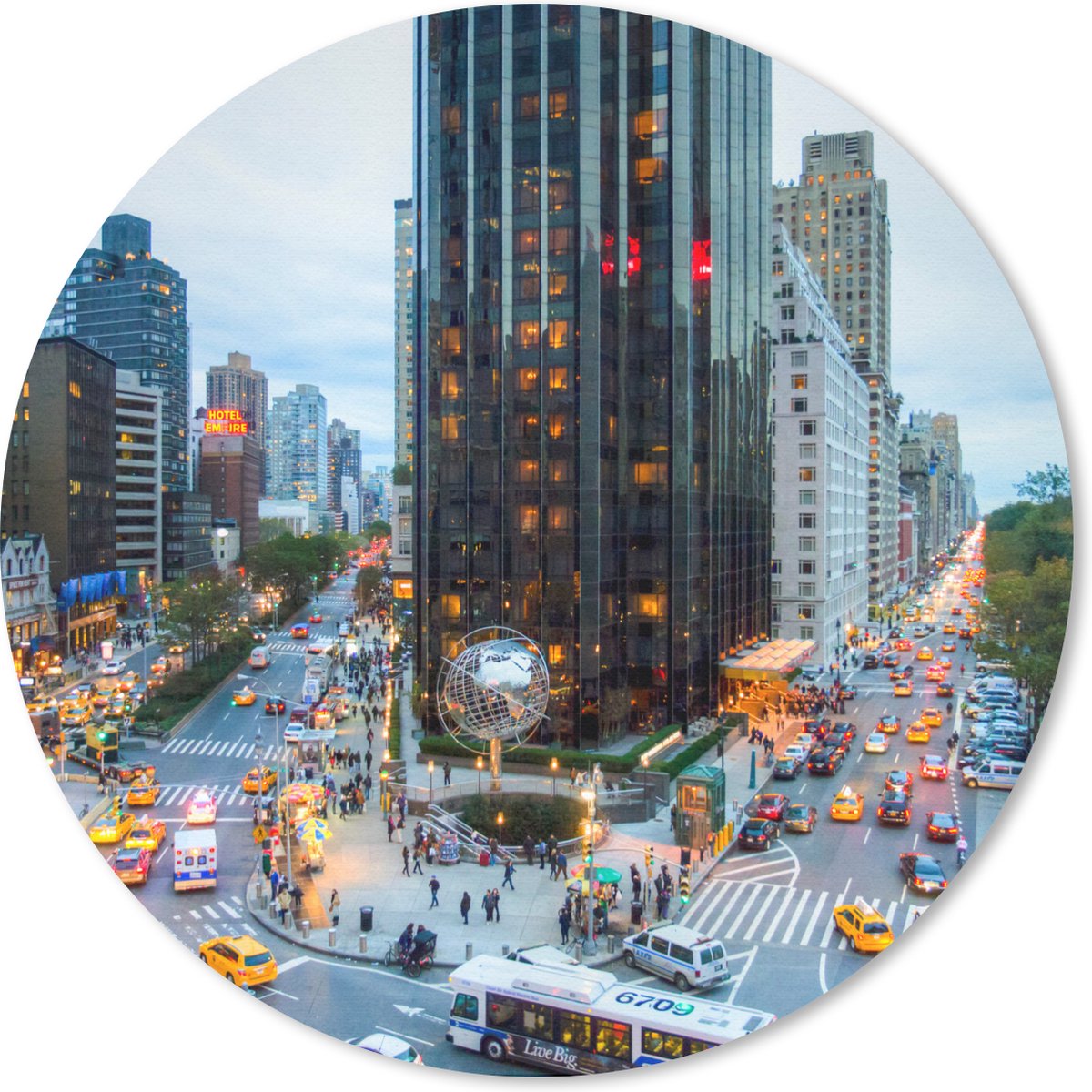 Muismat rond 20x20 cm - Mousepad New York - Broadway - Taxi - Ronde muismatten