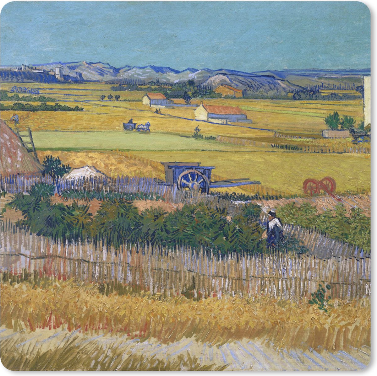 Muismat 20x20 cm - Mousepad De oogst - Vincent van Gogh - Muismatten
