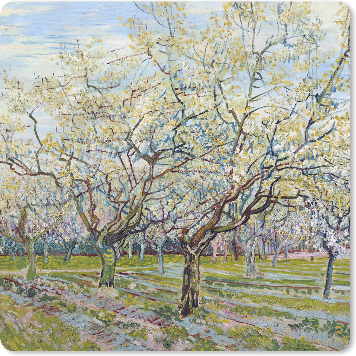 Muismat 30x30 cm - Mousepad Boomgaard in bloei - Vincent van Gogh - Muismatten