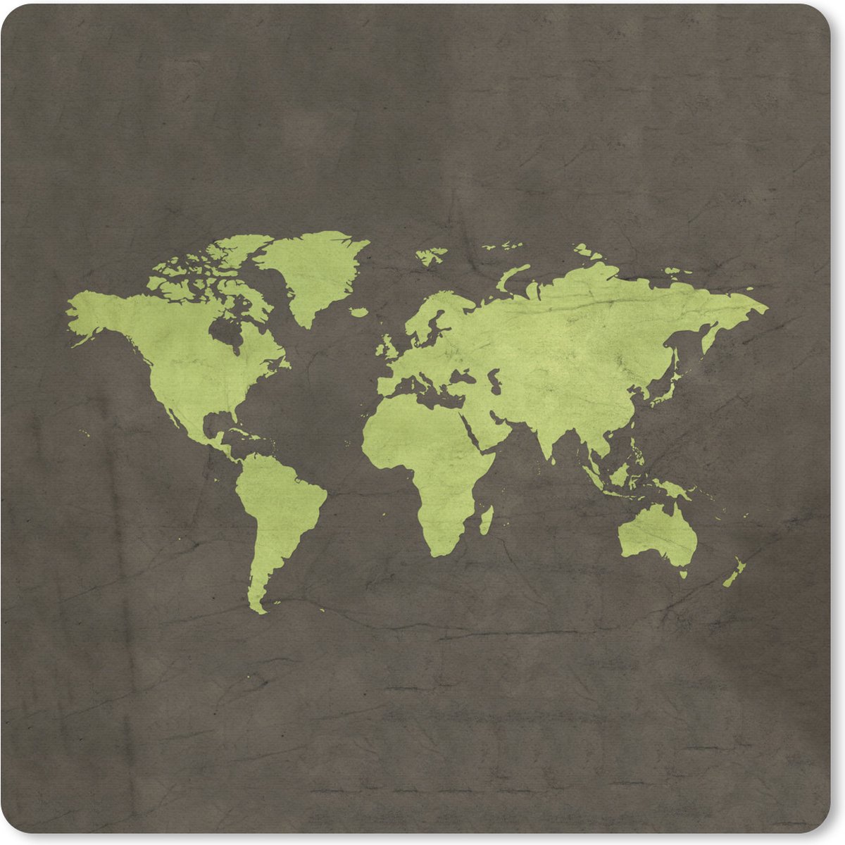Muismat 30x30 cm - Mousepad Wereldkaart - Topografie - Groen - Muismatten