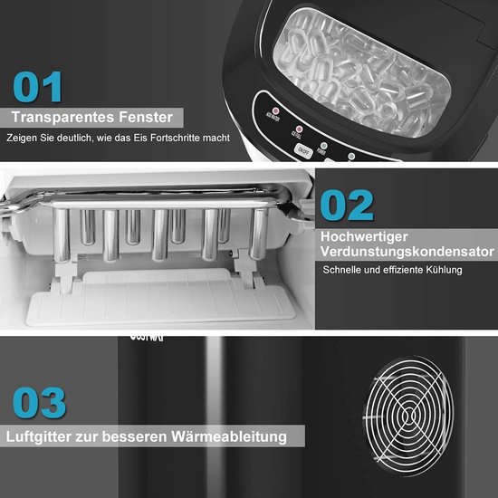 IJsblokjesmachine - 12 kg ijs per 24 uur, 2 ijsblokjesmaten, 2,2L reservoir, snel ijs maken in 6-13 minuten van Merkloos — afbeelding 5