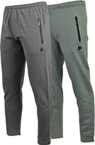 2-Pack Donnay - Pantalon de jogging jambe droite (Sky) - Pantalon de sport - Homme - Charbon-chiné/Vert jungle (597) - taille S