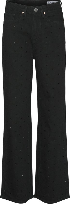 VERO MODA VMTESSA HR Wide Jeans RHINES RA207 GA, Medium Grey Denim/Detail: strassteentjes, 25W x 32L
