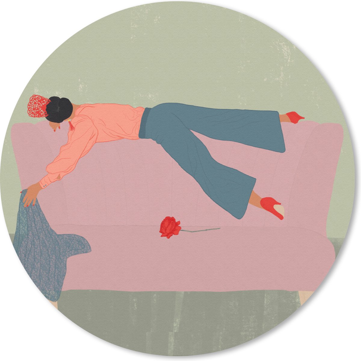 Muismat rond 30x30 cm - Mousepad Vintage - Vrouwen - Design - Ronde muismatten