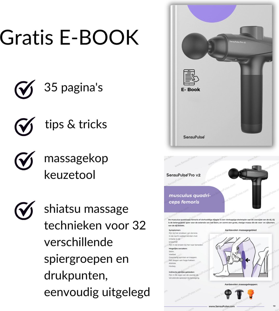 SensuPulse Pro V2 Massage Gun - Professioneel Massage Apparaat - 12 Opzetstukken - 30 Snelheden - Spierherstel en Ontspanning - Massage Pistool - Fitness en RSI Klachten - Gratis Drukpuntmassagetechnieken Handleiding - Shiatsu — cadeau in Sport & Outdoor - foto 6