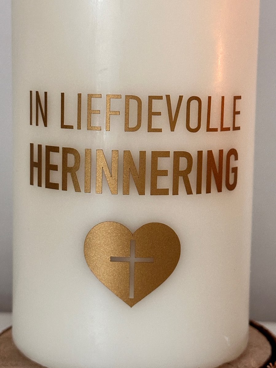 Kaars - Troostkaars - In liefdevolle herinnering - Persoonlijke boodschap - Herinnering aan geliefde - Herdenkingskaars - Uitvaart - AF-TK29-154ILH