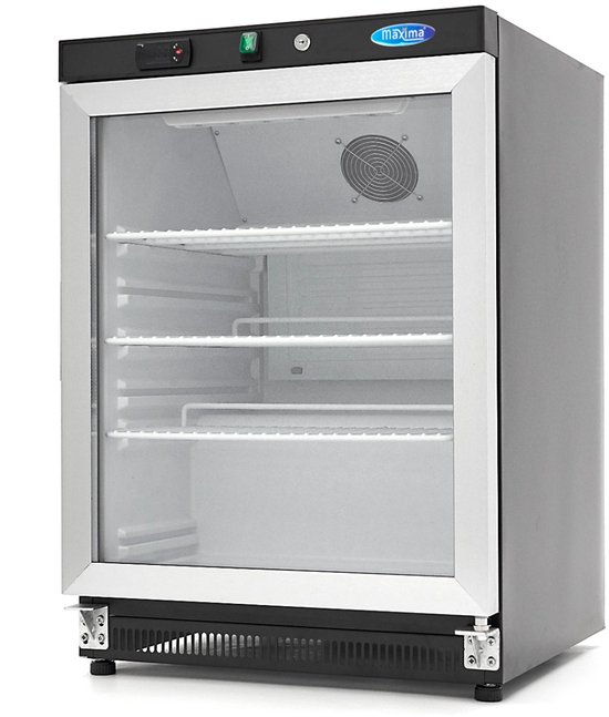 Maxima Koelkast 200 L Zwart met Glazen Deur