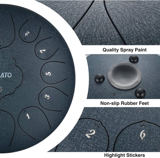 LOMUTY Steel Tongue Drum, D-Key 15 Notes 13 Inch Hand Drum, Percussion Instrument Handpan with Drum Set for Music Education (Bronze