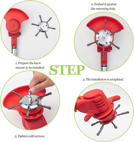 2 Stuks Staaldraad Grastrimmer, Onkruidborstel voor Bosmaaier, Accessoires voor Accu Grastrimmer, Tuin-Grastrimmerkop, Grasmaaier, Elektrisch Gereedschap (6 Koppen) — afbeelding 5