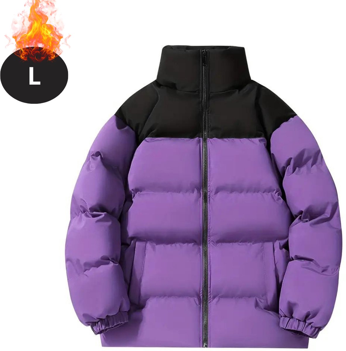 Livano Winterjas Parka Heren Winter Fleecejas Volwassen Stijlvol Gewatteerde Jas Paars