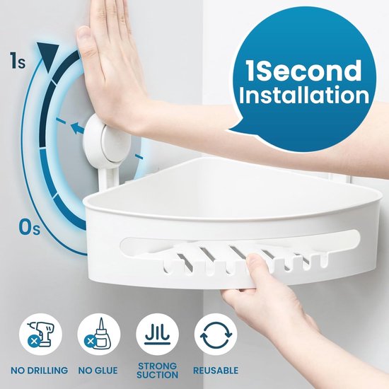 TAILI Doucheplank zonder boren, instelbare hoek douche caddy zuignap