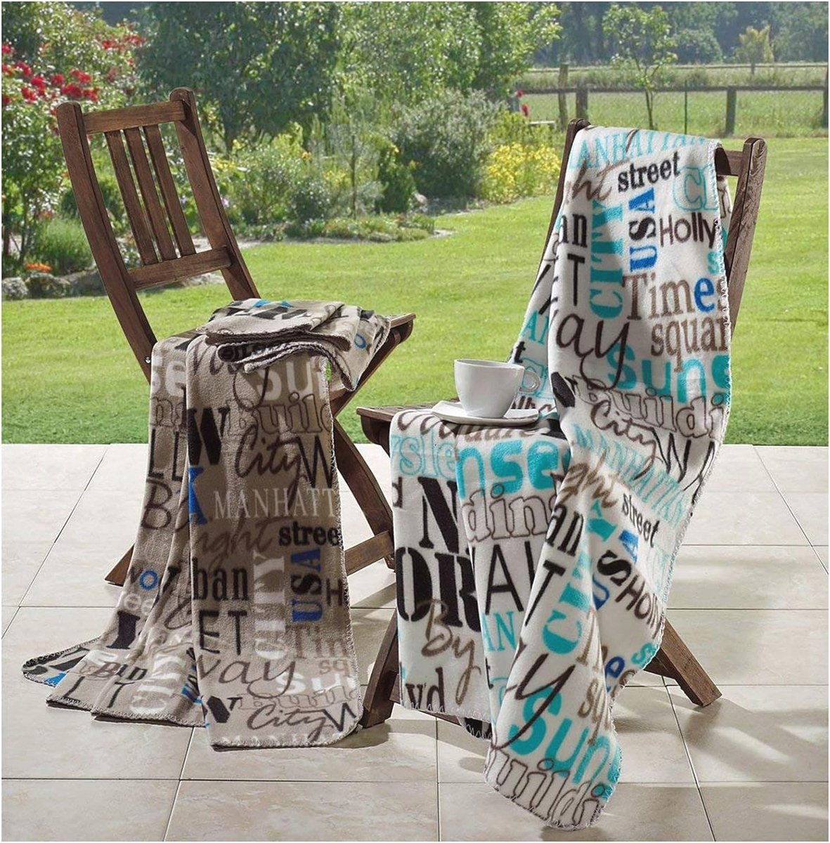 Fleecedeken Urban Chic in Crème - 160 x 130 cm - Super Zacht en Pluisvrij - Warmtedeken voor Tuin en Knuffelen