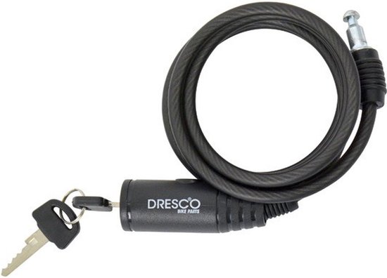 Dresco Kabelslot 150/6 | Kabelslot voor Fiets - 150cm - Rond 6mm - Zwart