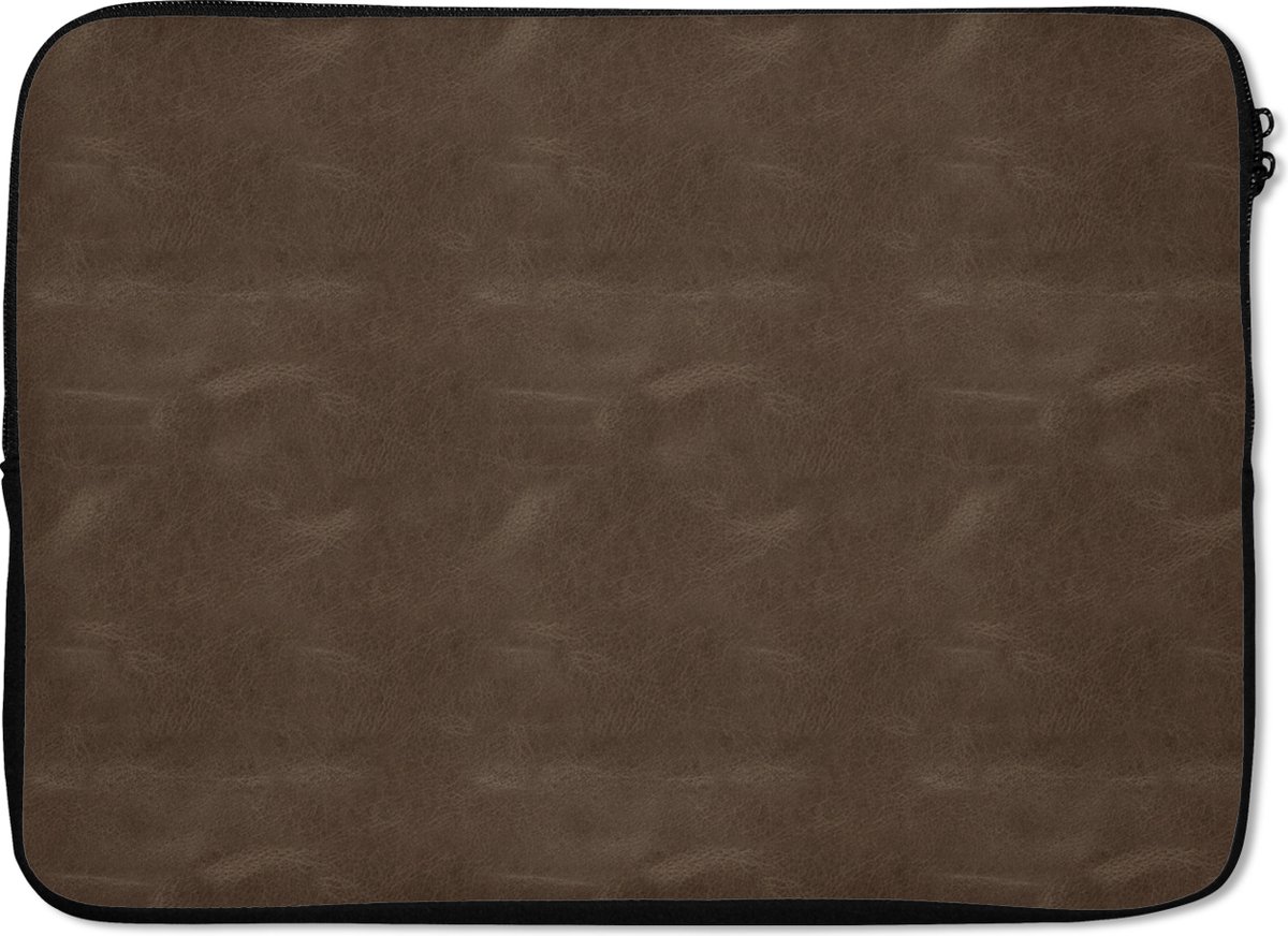 Laptophoes 13 inch - Inductie beschermer - Leer - Bruin - Dieren - Laptop sleeve - Binnenmaat 32x22,5 cm - Zwarte achterkant