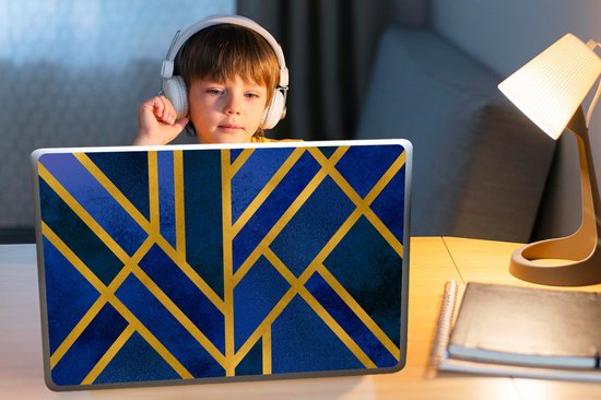 Autocollant pour ordinateur portable - 17,3 pouces - Or - Blauw - Motif - 40x30cm - Autocollants pour ordinateur portable - Skin pour ordinateur portable - Couverture