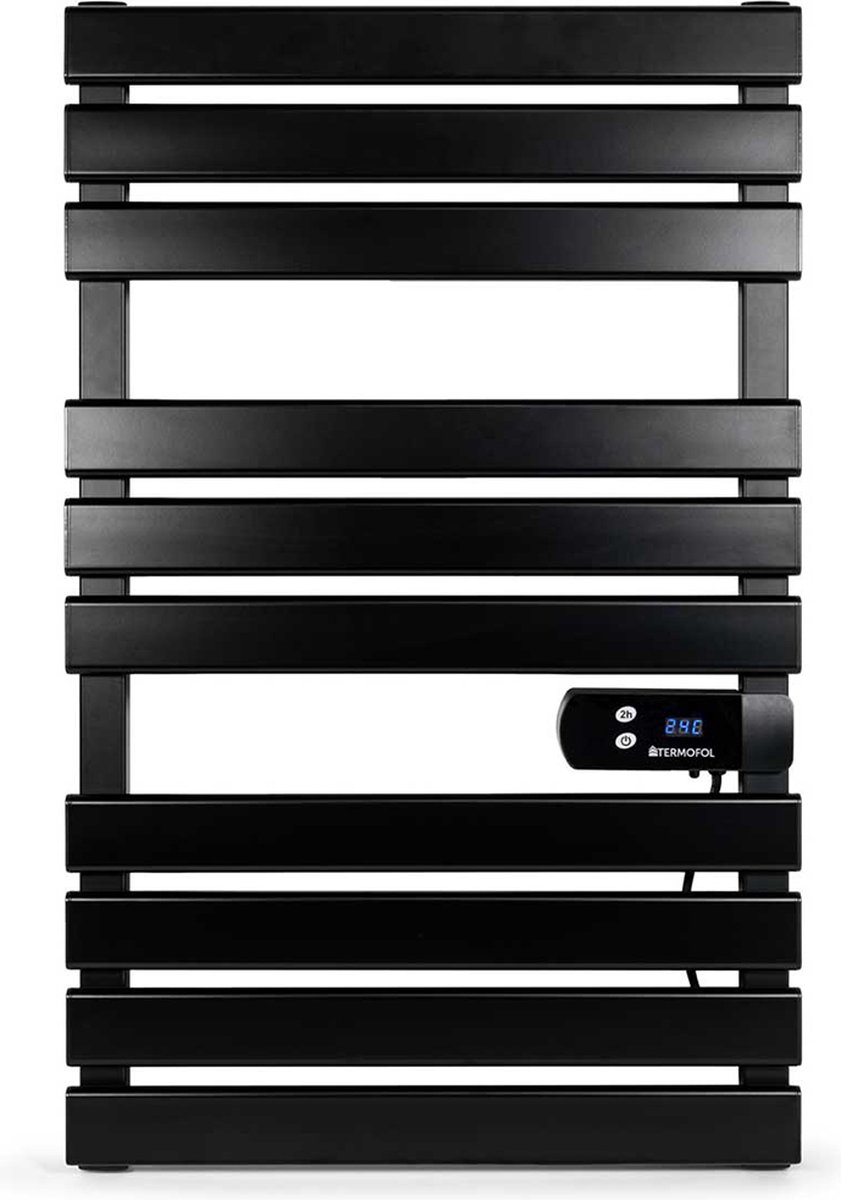 TL-Elektrische badkamer radiator 500Watt zwart met ingebouwde thermostaat