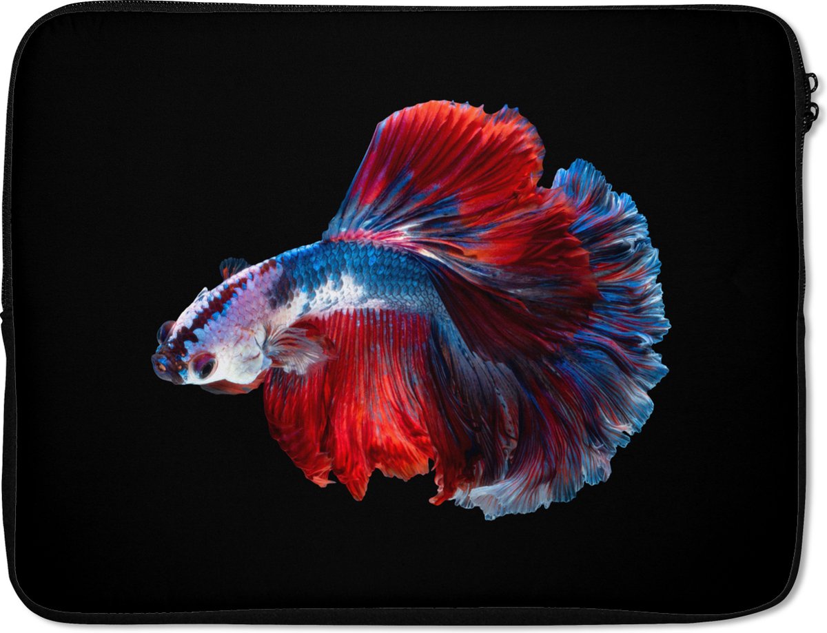Laptophoes 17 inch - Vis - Staart - Zwart - Laptop sleeve - Binnenmaat 41x28 cm - Zwarte achterkant