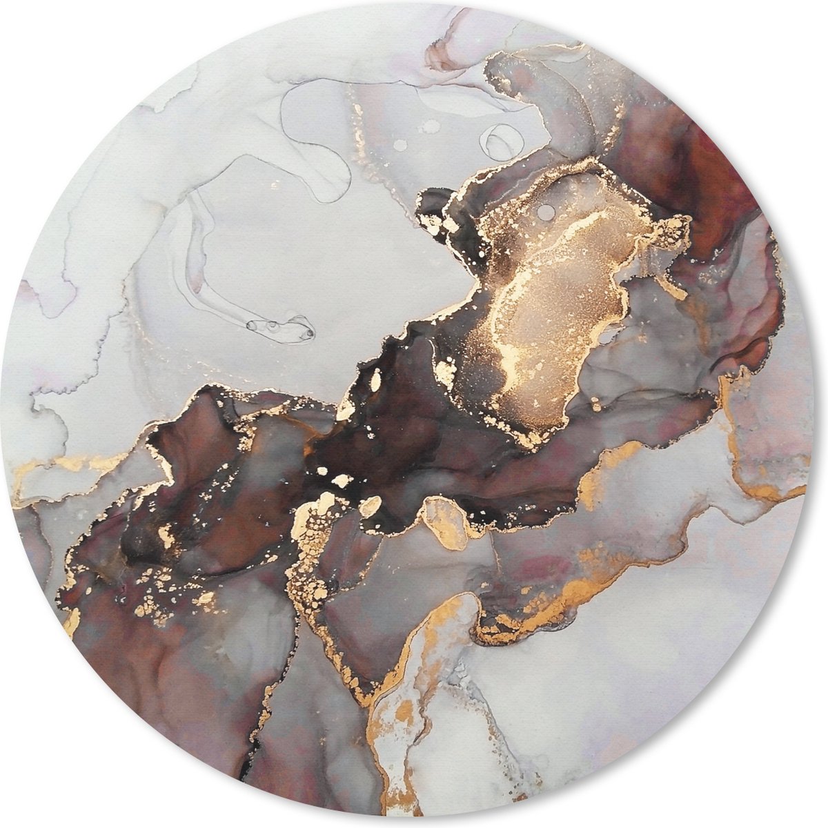 Muismat rond 30x30 cm - Mousepad Rood - Marmer print - Goud - Ronde muismatten