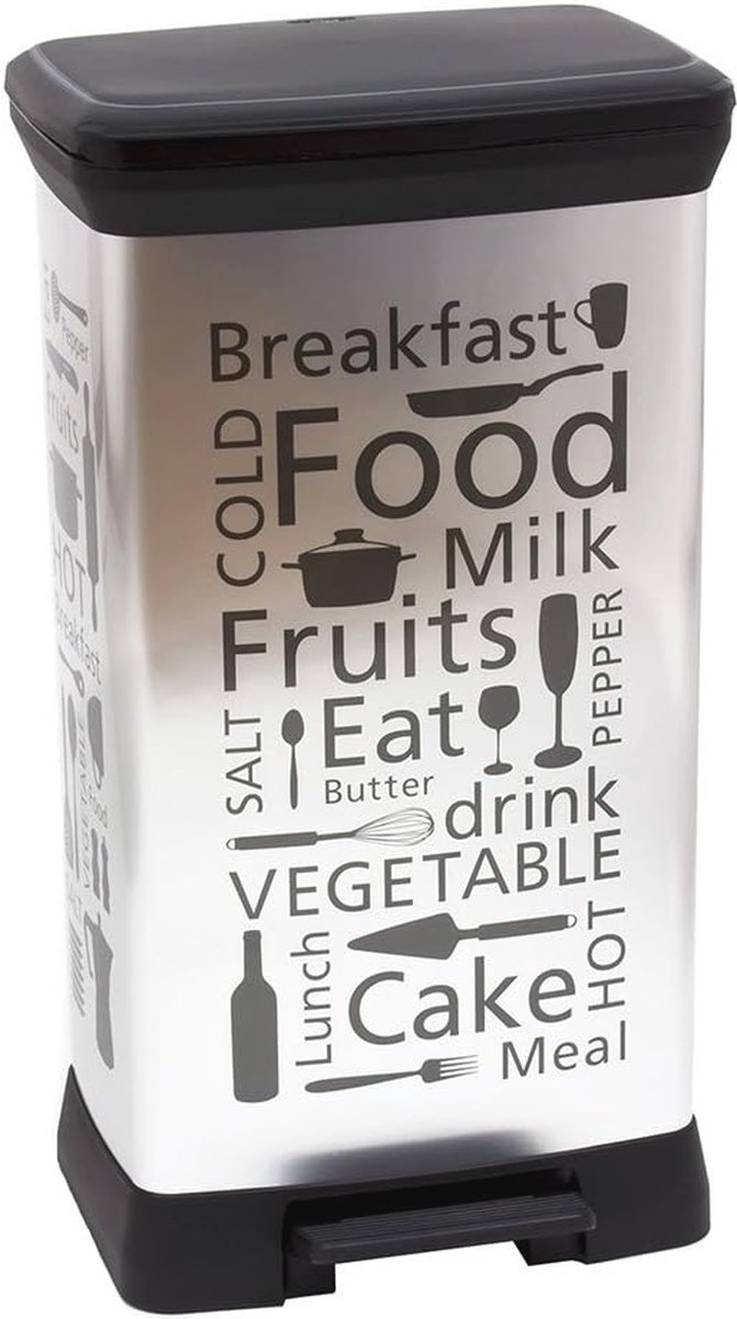 Goedkoopste Moderne Afvalemmer van Kunststof - 39 x 29 x 72 cm - Zilver