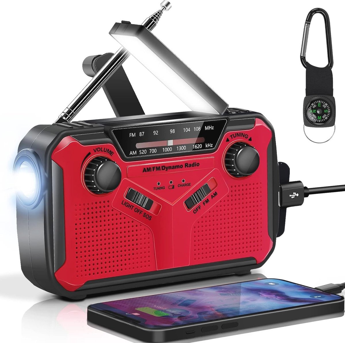 Draagbare Zonne Radio met Handmatige Slinger en LED Lamp voor Noodweer en Kamperen