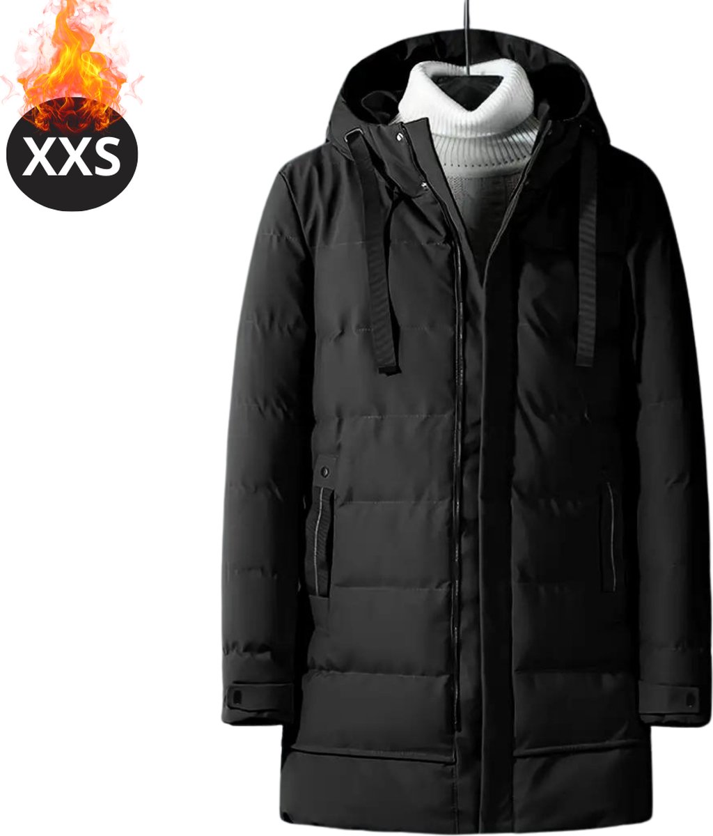 Livano Luxe Winterjas Parka Heren Winter Jas Volwassen Stijlvol Met Capuchon Zwart