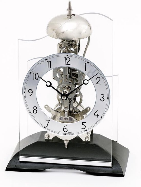 Punkt. AC02 tafelklok met wekkerfunctie, analoog, Japanse kwartz-uurwerk, behuizing van aluminium, glazen omlijsting, ontwerp van Jasper Morrison, vervaardigd in Japan - Zwart