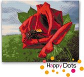 Diamond Painting Roos met bij - 40x50cm - Ronde steentjes (HappyDots)