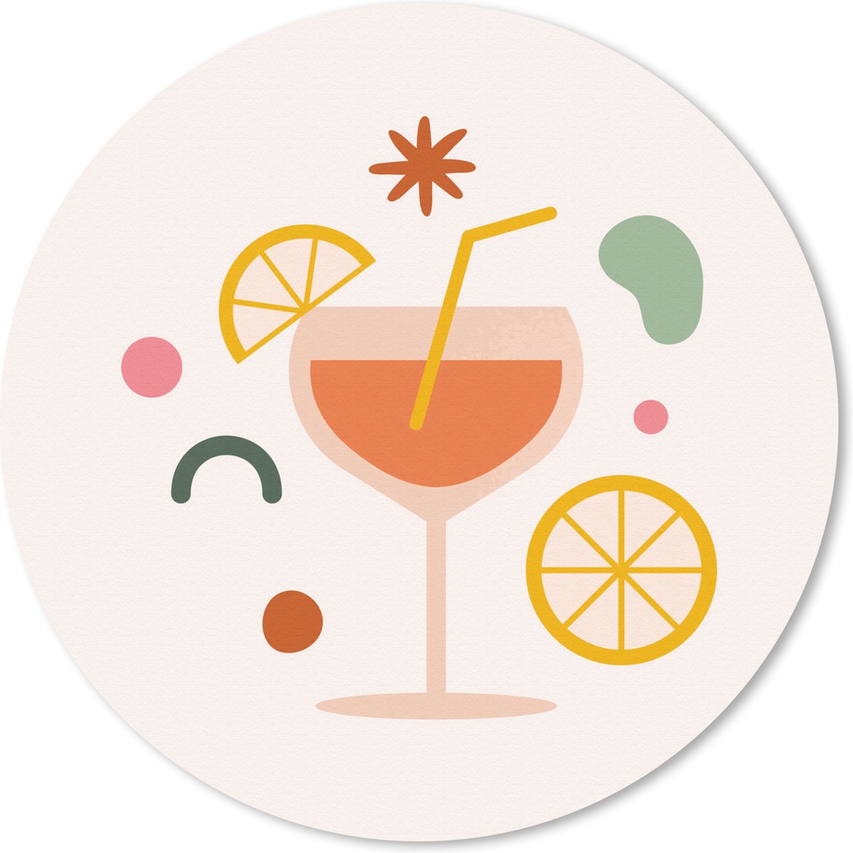 Muismat rond 40x40 cm - Mousepad Cocktail - Fruit - Zomer - Ronde muismatten