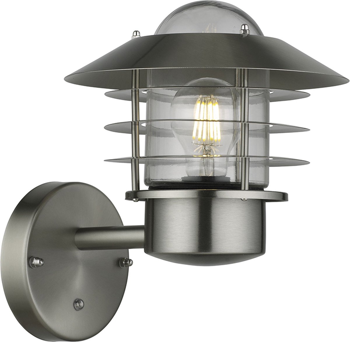 Olucia FELICE - Buitenmuurlamp met schemersensor - Zilver - Vorm: Rond