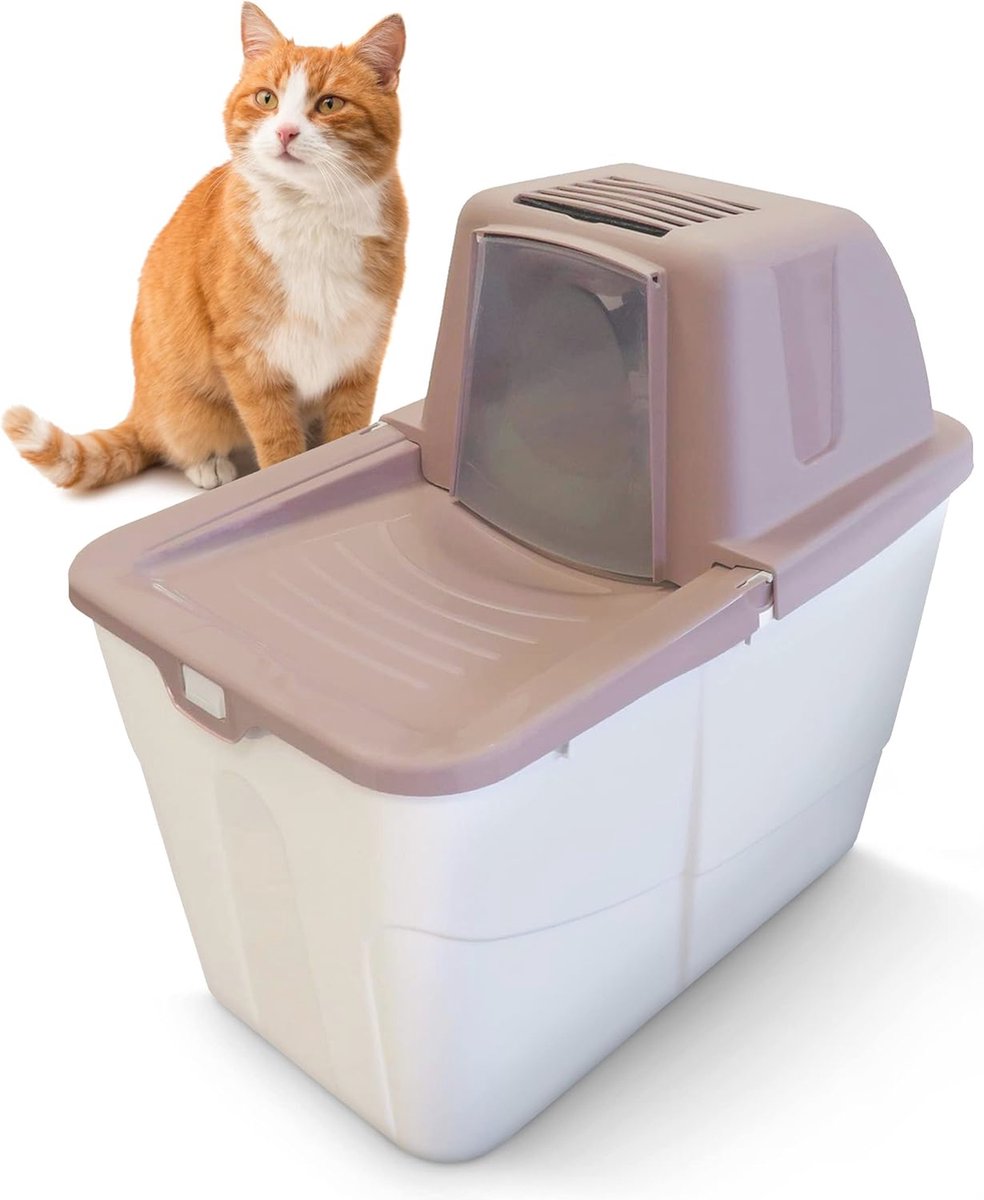 Hygiënisch Kattentoilet met Boveninstap en Actief Koolfilter - 58 x 39 x 56 cm